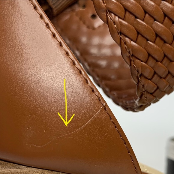 Vince Camuto Maghen Sandals 7.5 Braided Strappy Open Toe Block Heel Cognac - Picture 10 of 12